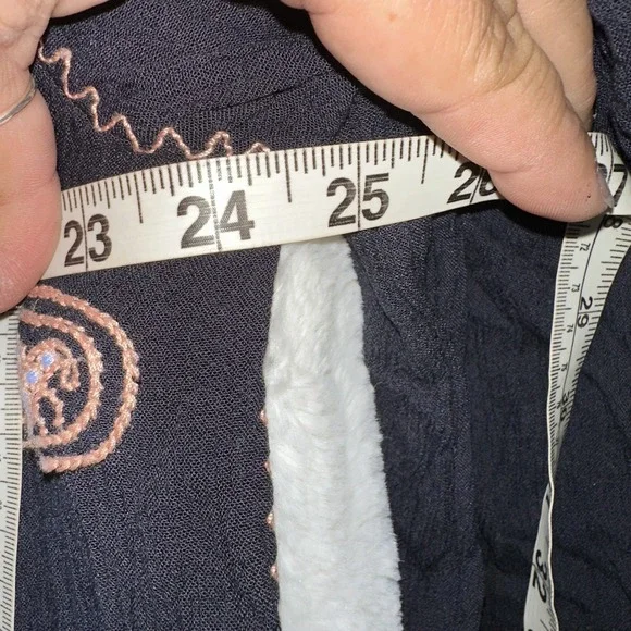 Free People Tunic Dress M Boho Black Embroidered Tassel Peasant LS Top‎ Paisley - Picture 9 of 10